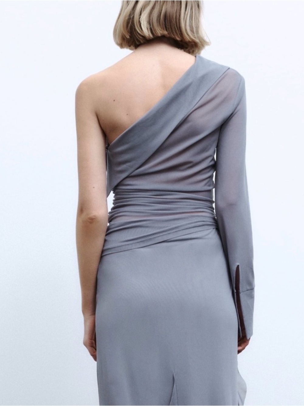 One-Shoulder Ruched Gray set - Picture 3 of 4